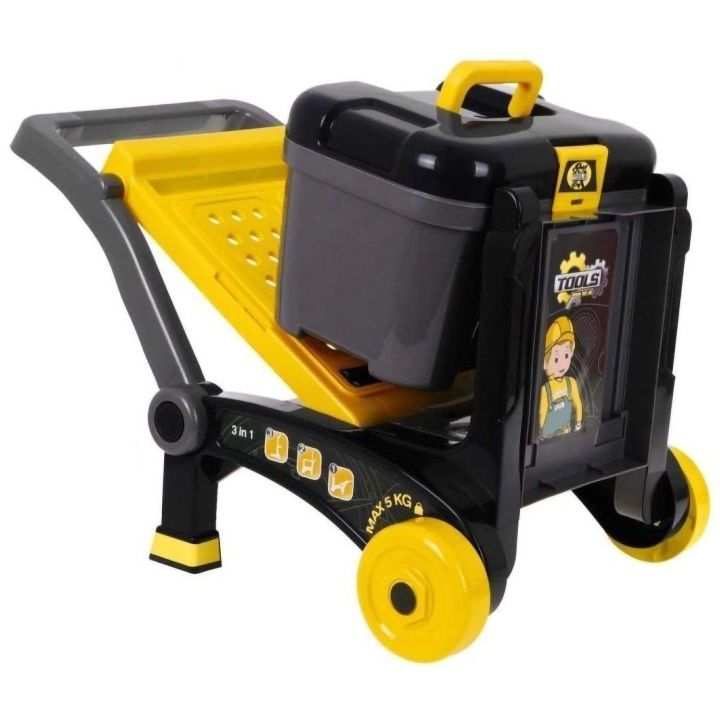 Warsztat Stolarski 3w1 dla Dzieci – Skrzynka, Wózek i Stolik | Kompletny Zestaw Narzędzi Majsterkowicza