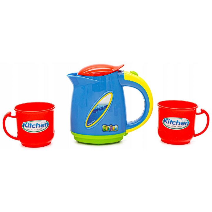 Rozbudowana Kuchnia Niebieska dla Dzieci – Świecąca płyta, lodówka, dźwięk i panel dotykowy | Nowoczesna kuchnia przyszłości