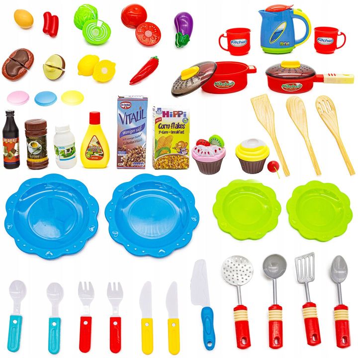 Rozbudowana Kuchnia Niebieska dla Dzieci – Świecąca płyta, lodówka, dźwięk i panel dotykowy | Nowoczesna kuchnia przyszłości