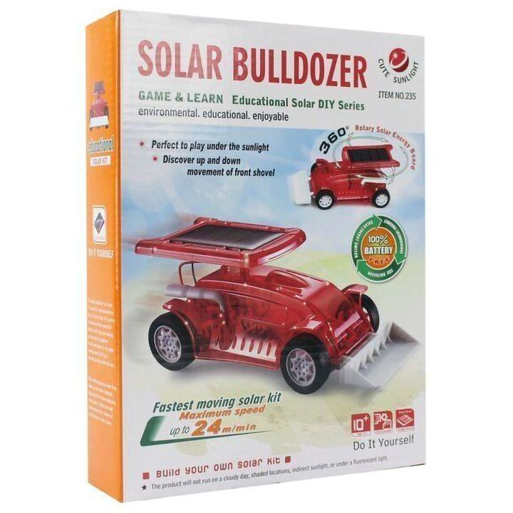 Buldożer Solarny 360° – Zestaw edukacyjny do samodzielnego montażu z obrotowym panelem | Energia słoneczna w budowlance