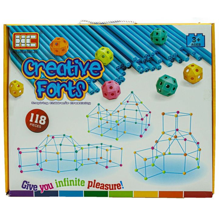 Rurki Konstrukcyjne Creative Forts 118 Elementów – Budowanie namiotów, baz i fortów | Kreatywna zabawa architektoniczna