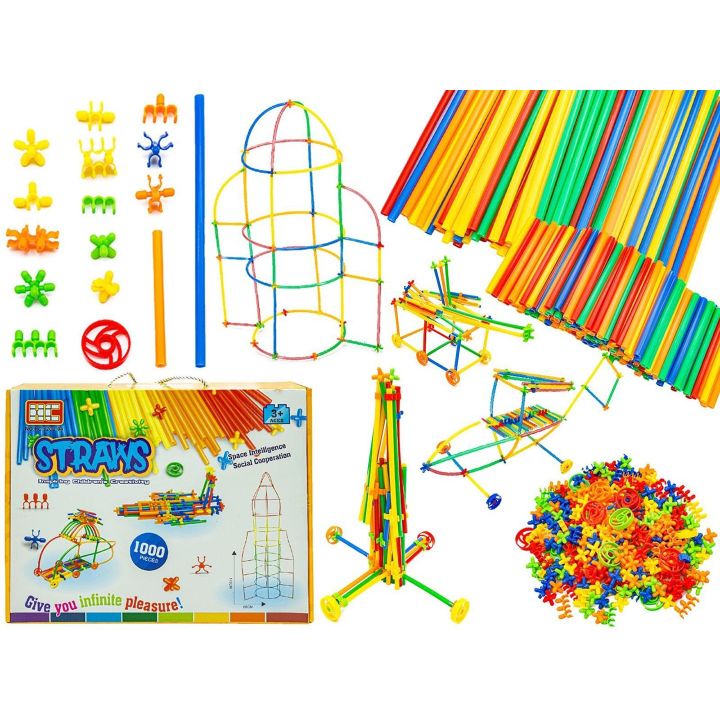 Słomki Konstrukcyjne 1000 Elementów – 13 typów łączników i kółka w pudełku | Kreatywne konstrukcje dla przyszłych inżynierów