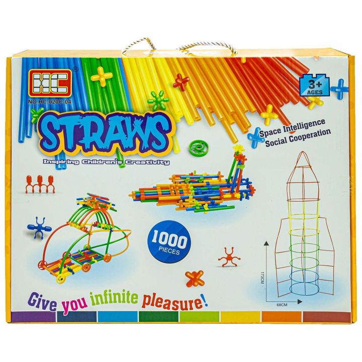 Słomki Konstrukcyjne 1000 Elementów – 13 typów łączników i kółka w pudełku | Kreatywne konstrukcje dla przyszłych inżynierów