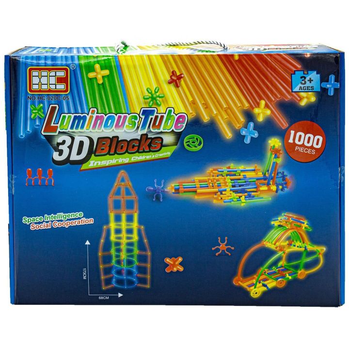 Słomki Konstrukcyjne Świecące 1000 Elementów – 13 typów łączników i kółka w pudełku | Marzenie młodych konstruktorów