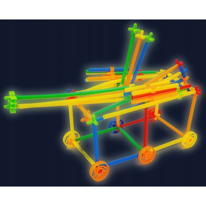 Słomki Konstrukcyjne Świecące 1000 Elementów – 13 typów łączników i kółka w skrzynce | Wolność twórcza z małym projektantem
