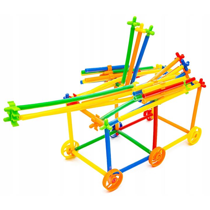 Słomki Konstrukcyjne Świecące 1000 Elementów – 13 typów łączników i kółka w skrzynce | Wolność twórcza z małym projektantem