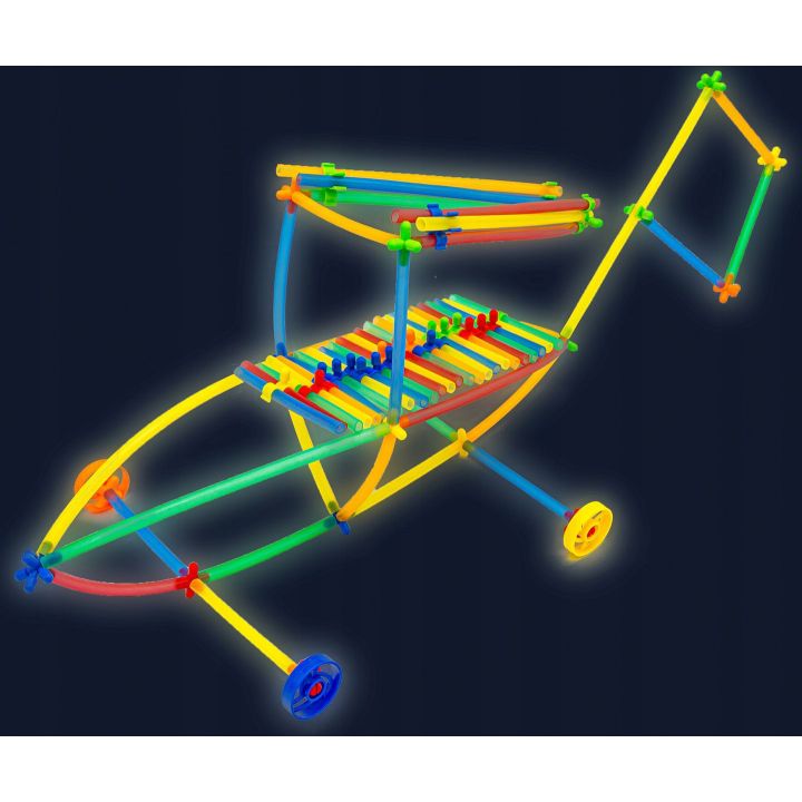 Słomki Konstrukcyjne Świecące 1000 Elementów – 13 typów łączników i kółka w skrzynce | Wolność twórcza z małym projektantem