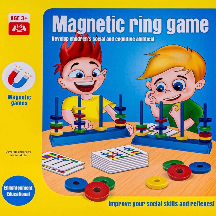 Magnetyczne Krążki Gra Logiczna – Podstawki i karty wzorów | Dziecięca nauka przez odkrywanie magnetyzmu