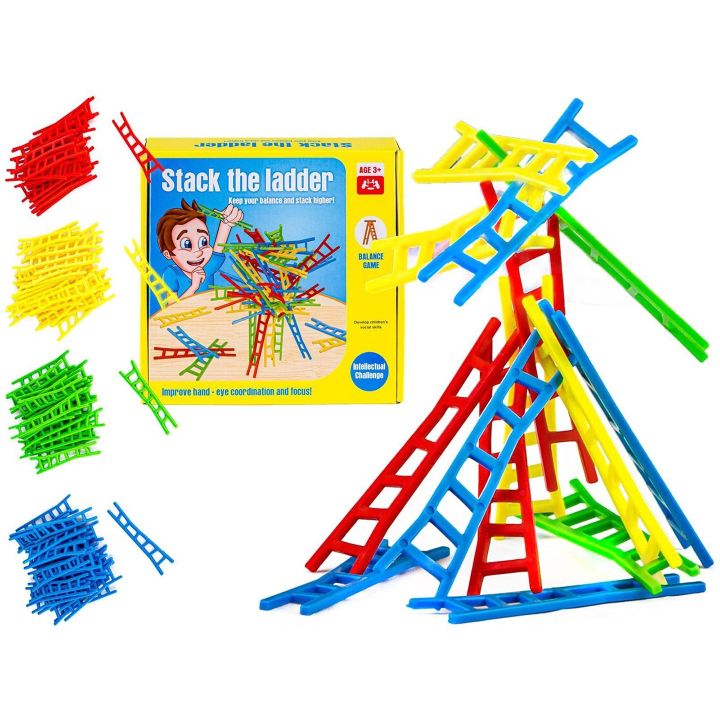 Balansujące Drabinki Gra Zręcznościowa – 100 elementów w czterech kolorach | Wieża pełna emocji