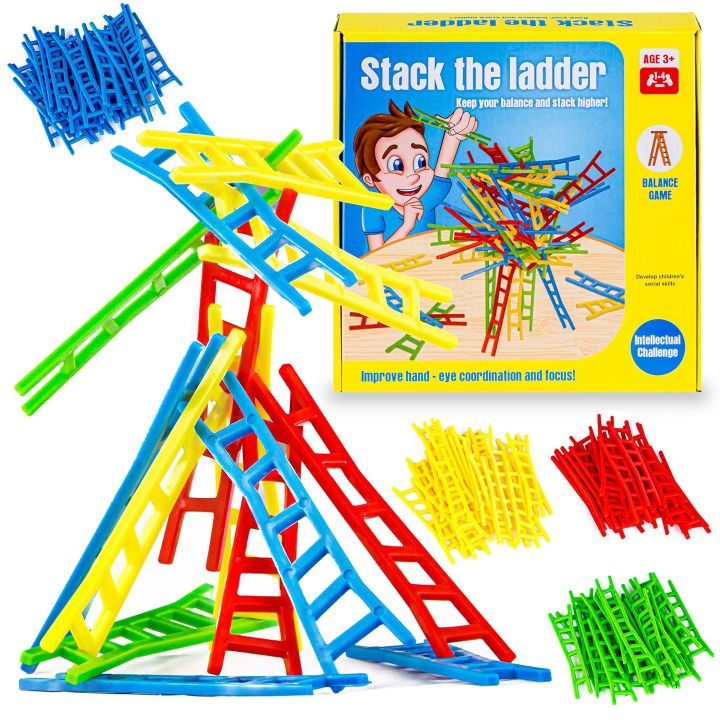 Balansujące Drabinki Gra Zręcznościowa – 100 elementów w czterech kolorach | Wieża pełna emocji