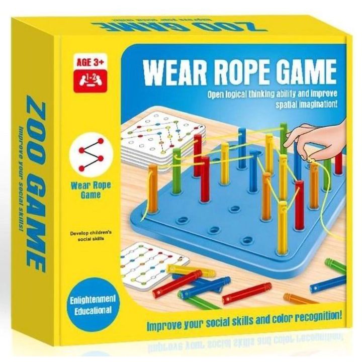 Zawiąż Linę Gra na Spostrzegawczość – Plansze, patyczki, sznurki i karty zadań | Wzory przestrzenne do odtworzenia dla dzieci