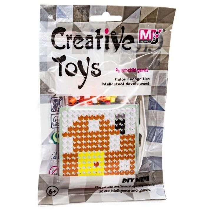 Mini Zestaw Pomarańczowy Domek, Koraliki do Prasowanki – Kompletny projekt w saszetce z szablonem | Gotowy wzór DIY dla dzieci