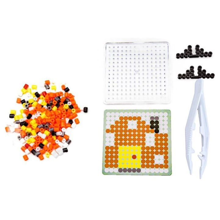 Mini Zestaw Pomarańczowy Domek, Koraliki do Prasowanki – Kompletny projekt w saszetce z szablonem | Gotowy wzór DIY dla dzieci