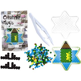 Mini Zestaw Gwiazdka-Kredka, Koraliki do Prasowanki – Kompletny projekt w saszetce z szablonem | Edukacyjny wzór DIY dla dzieci