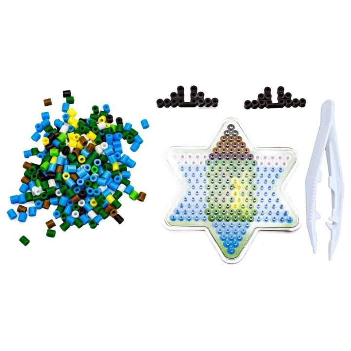 Mini Zestaw Gwiazdka-Kredka, Koraliki do Prasowanki – Kompletny projekt w saszetce z szablonem | Edukacyjny wzór DIY dla dzieci