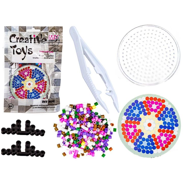 Koraliki do prasowania, Prasowanka, Szablon, Saszetka KOLOROWY KWIATEK