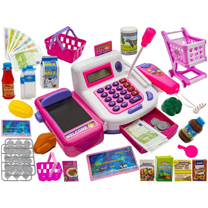 Kasa Sklepowa Interaktywna dla Dzieci – Kalkulator, mikrofon i akcesoria | Zabawa w sklep pełna emocji