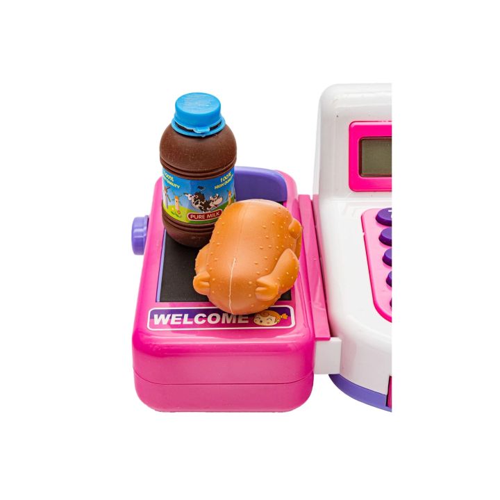 Kasa Sklepowa Biało-Różowa dla Dzieci Edukacyjna – Kalkulator, mikrofon i akcesoria | Zabawa w sklep pełna emocji