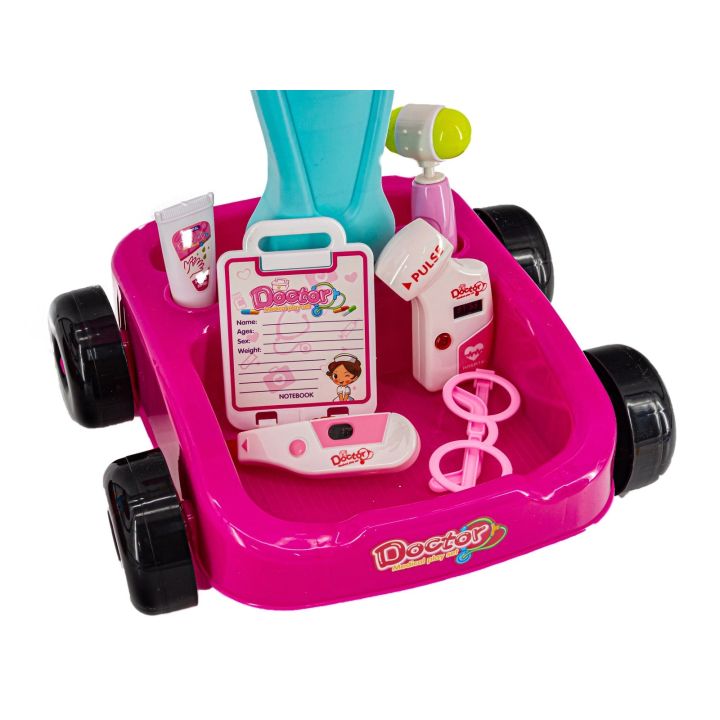 Wózek Lekarski Dla Dziewczynki Z Akcesoriami, Zestaw Doktora Różowy