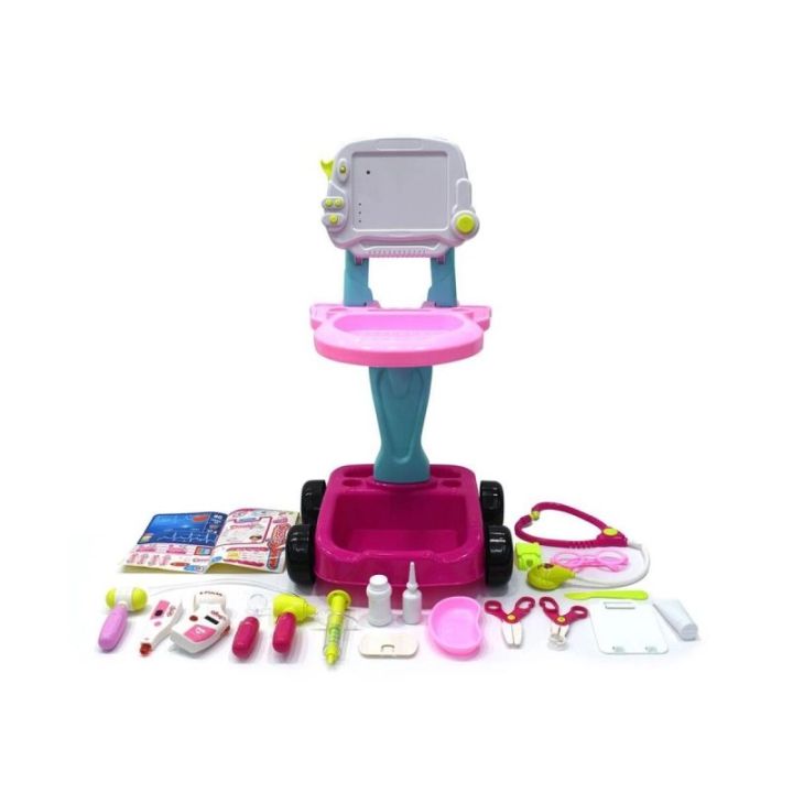 Wózek Lekarski Dla Dziewczynki Z Akcesoriami, Zestaw Doktora Różowy