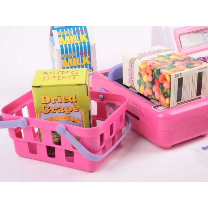 Kasa Sklepowa Biało-Różowa dla Dzieci Edukacyjna – Kalkulator, mikrofon i akcesoria | Zabawa w sklep pełna emocji