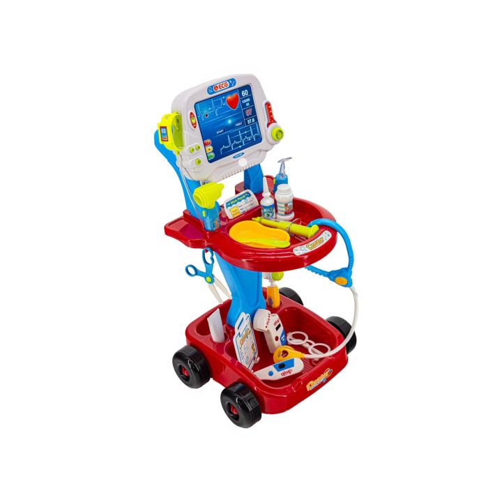 Wózek Lekarski Z Akcesoriami, Zestaw Doktora Czerwony