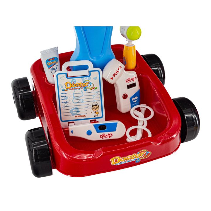 Wózek Lekarski Z Akcesoriami, Zestaw Doktora Czerwony