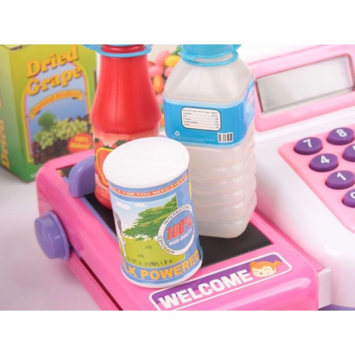 Kasa Sklepowa Biało-Różowa dla Dzieci Edukacyjna – Kalkulator, mikrofon i akcesoria | Zabawa w sklep pełna emocji