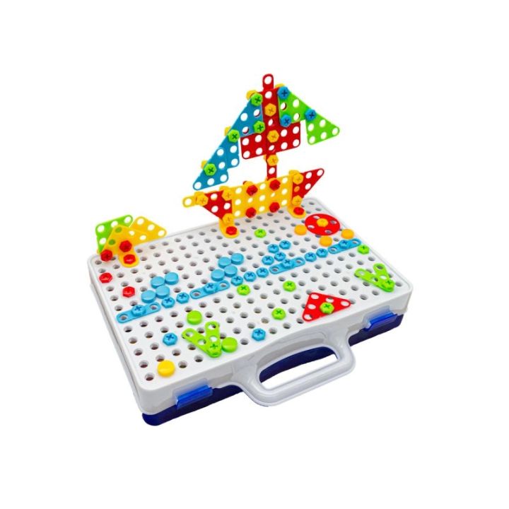 Kreatywna Mozaika, Układanka, Klocki, Wkrętarka Śrubki W Walizce 237 El