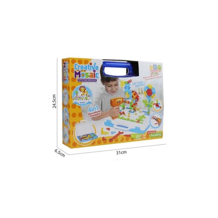 Kreatywna Mozaika, Układanka, Klocki, Wkrętarka Śrubki W Walizce 237 El