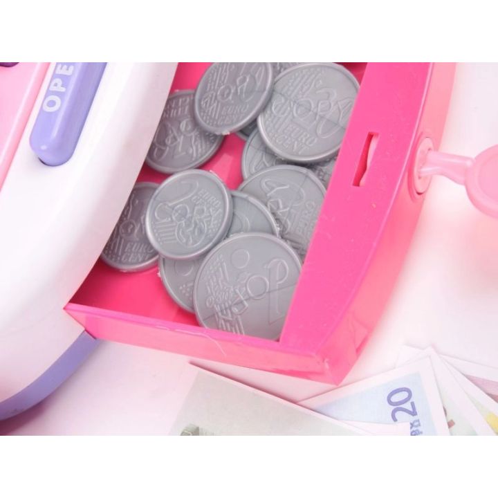 Kasa Sklepowa Biało-Różowa dla Dzieci Edukacyjna – Kalkulator, mikrofon i akcesoria | Zabawa w sklep pełna emocji