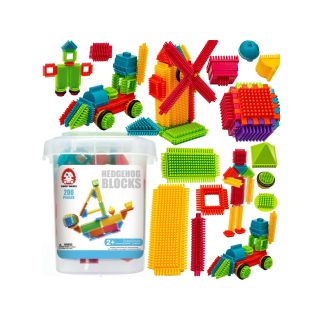 Klocki Konstrukcyjne W Wiaderku, Wafle, Jeżyki, Grzebyki 200 elementów