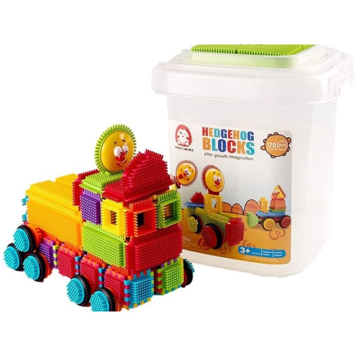 Klocki Konstrukcyjne W Wiaderku, Wafle, Jeżyki, Grzebyki 170 elementów