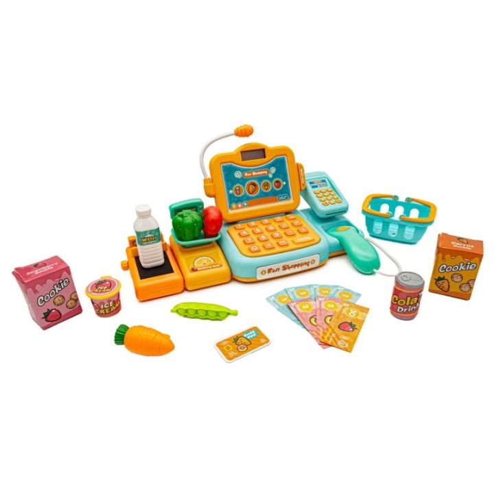 Edukacyjna sklepowa kasa fiskalna - mikrofon, waga, czytnik, akcesoria