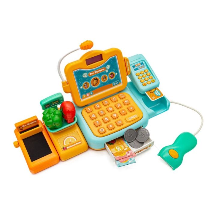 Edukacyjna sklepowa kasa fiskalna - mikrofon, waga, czytnik, akcesoria