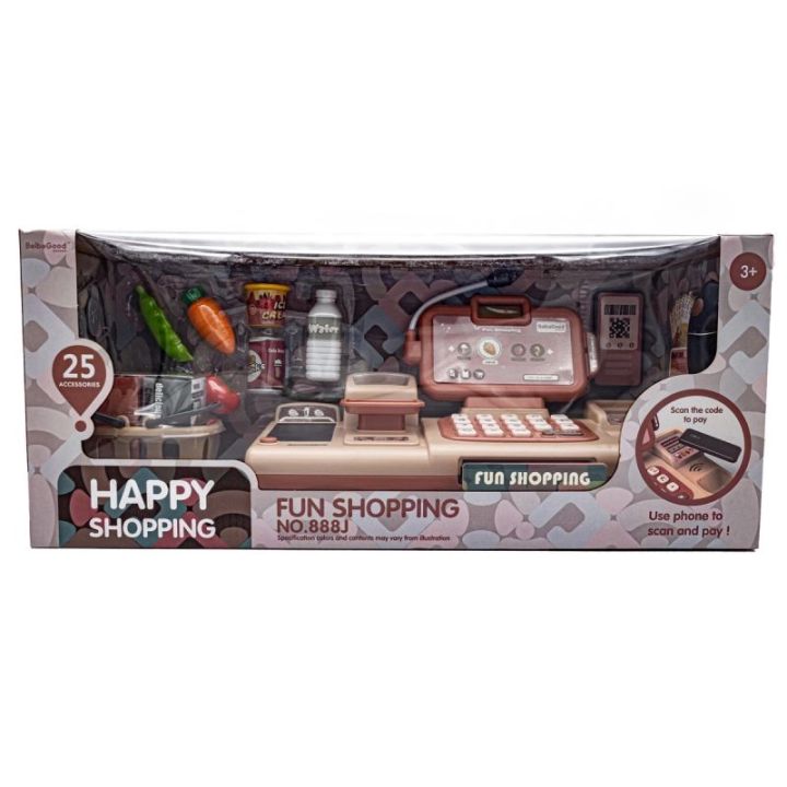 Edukacyjna sklepowa kasa fiskalna - mikrofon, waga, koszyk, akcesoria