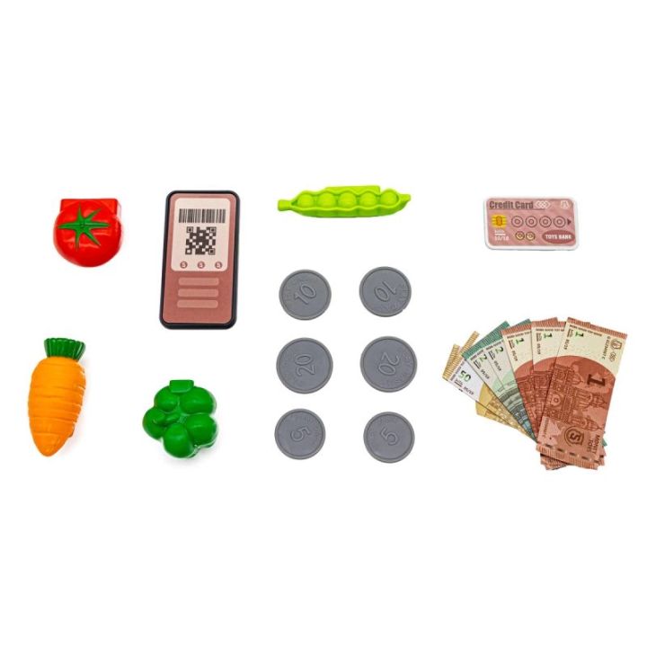 Edukacyjna sklepowa kasa fiskalna - mikrofon, waga, koszyk, akcesoria