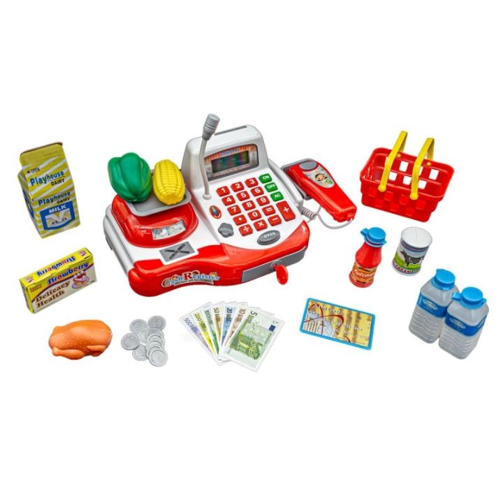 Edukacyjna sklepowa kasa fiskalna - kalkulator, waga, akcesoria