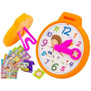 Zegar Do Nauki Godzin + 30 Kart Puzzle Edukacyjna Gra Nauka Godzin