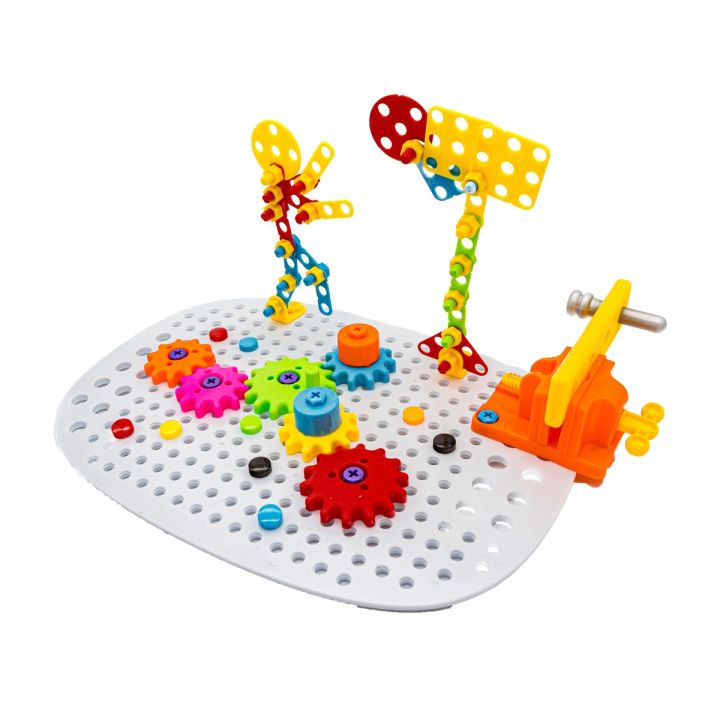 Multifunkcyjny Stolik + Narzędzia, Wkrętarka + Kreatywna Mozaika 355el. Zestaw Konstrukcyjny