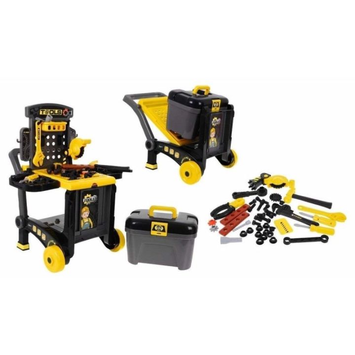 Warsztat Stolarski + Narzędzia 3w1 Skrzynka, Wózek, Stolik