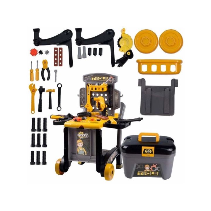 Warsztat Stolarski + Narzędzia 3w1 Skrzynka, Wózek, Stolik