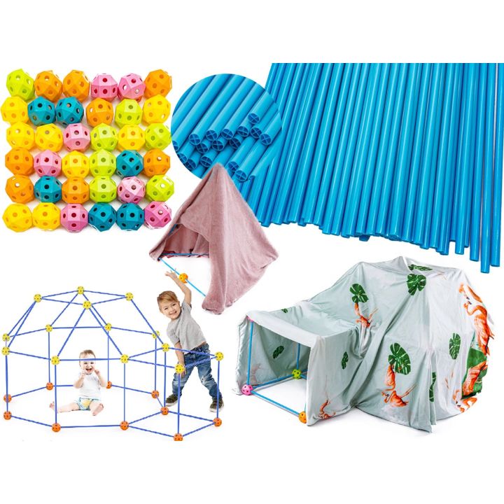 Namiot Baza Fort Słomki Konstrukcyjne, Klocki, Patyczki  ok. 118 Elementów