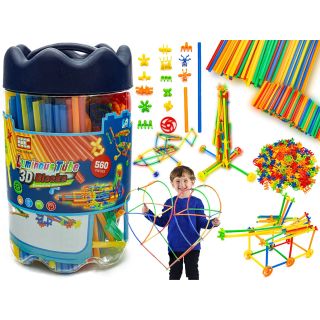 Słomki Konstrukcyjne, Klocki , Patyczki 560el. Świecące W Ciemności, Nowa Wersja 3D