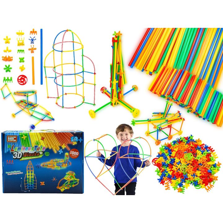 Słomki Konstrukcyjne, Klocki Edukacyjne, Patyczki 1000el. Świecące W Ciemności