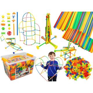 Słomki Konstrukcyjne, Klocki , Patyczki 1000 El, Kuferek, 3D Nowa Wersja