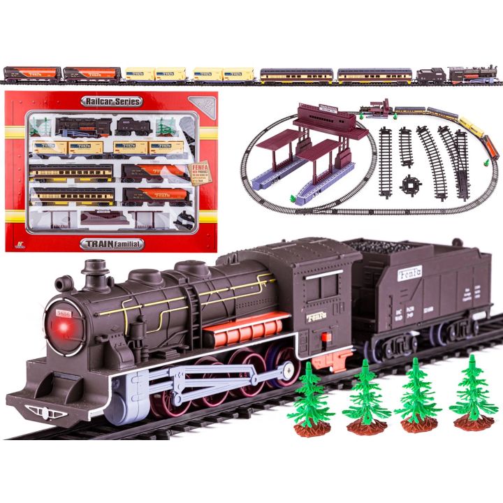 Bardzo duża Kolejka Elektryczna FENFA 1601A – tory 325 cm, 7 wagonów, światło i dźwięk (skala 1:87)