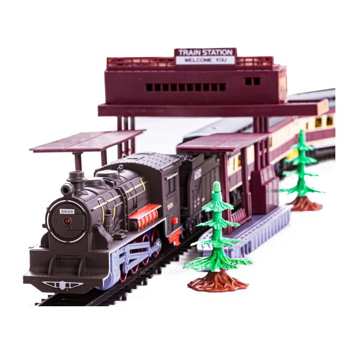 Bardzo duża Kolejka Elektryczna FENFA 1601A – tory 325 cm, 7 wagonów, światło i dźwięk (skala 1:87)