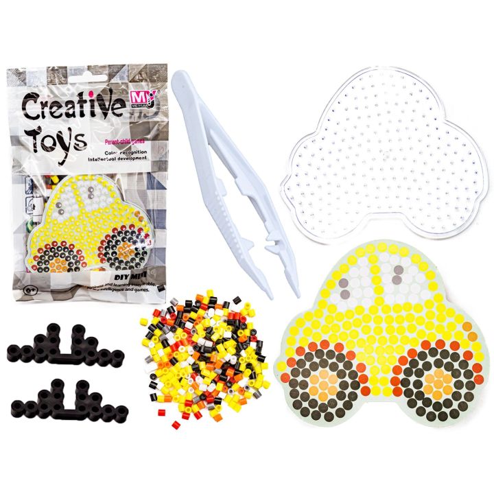 Koraliki do prasowania, Prasowanka, Szablon, Saszetka AUTO, ŻÓŁTY SAMOCHÓD