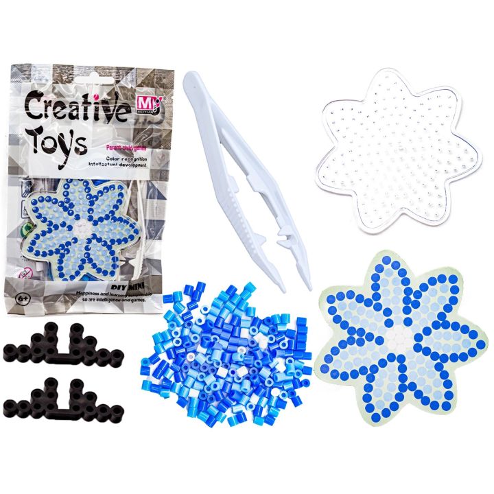 Koraliki do prasowania, Prasowanka, Szablon, Saszetka NIEBIESKI KWIATEK